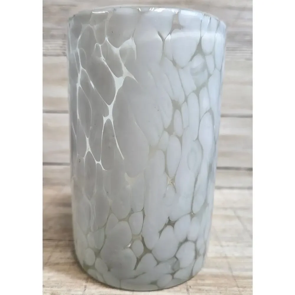 Hand Blown White Frit Glass Tumblers Set of 3 Confetti Art Glass 5